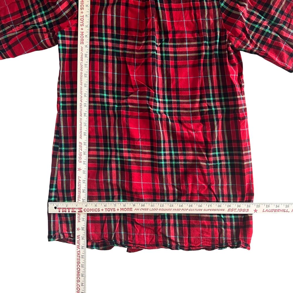 Wondershop at Target Women’s Red Plaid Flannel Sleep Shirt Size M 100% Cotton - Picture 3 of 8